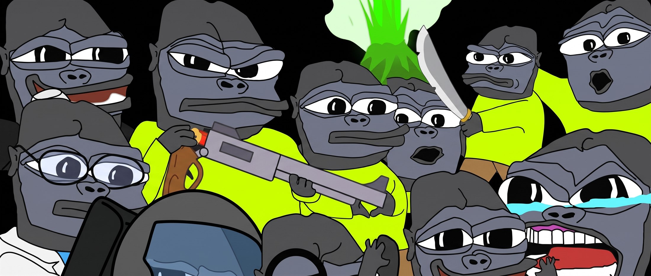 The APED mob in lime shirts